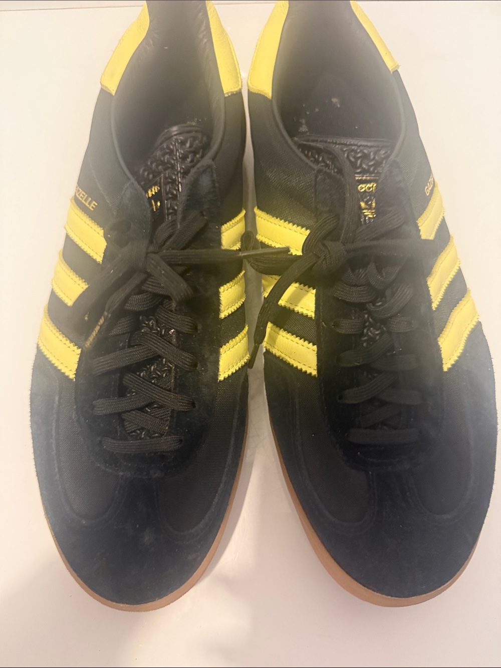 adidas Men’s Black Sneakers with Yellow Stripes